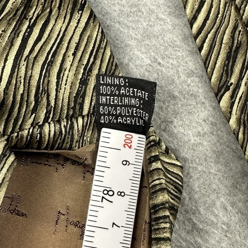 Vintage Mary McFadden Silk Tie Gold Black Zebra Abstract Designer Necktie 58x4